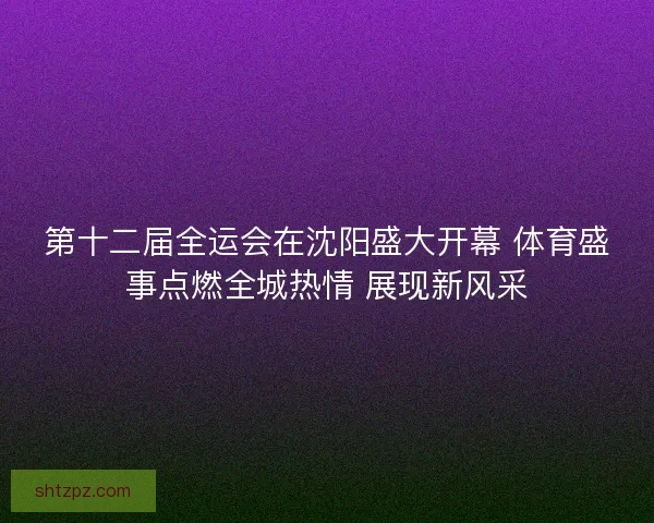 第十二届全运会在沈阳盛大开幕 体育盛事点燃全城热情 展现新风采